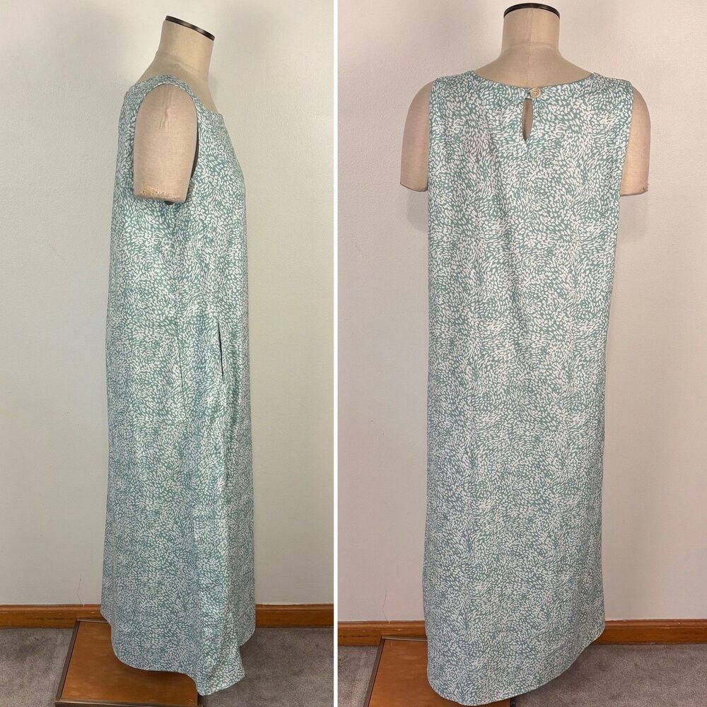 NWT RipSkirt Hawaii Sleeveless Maxi Dress L Mist Green White Abstract Pattern - Picture 2 of 6